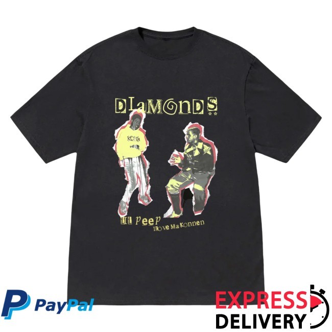Lil Peep x ILoveMakonnen - DIAMONDS Black Tee Shirt Lil Peep