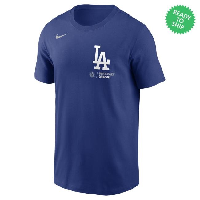 Official Men's Los Angeles Dodgers Nike Royal 2025 World Series Champions Roster T Shirt Mlb Shop