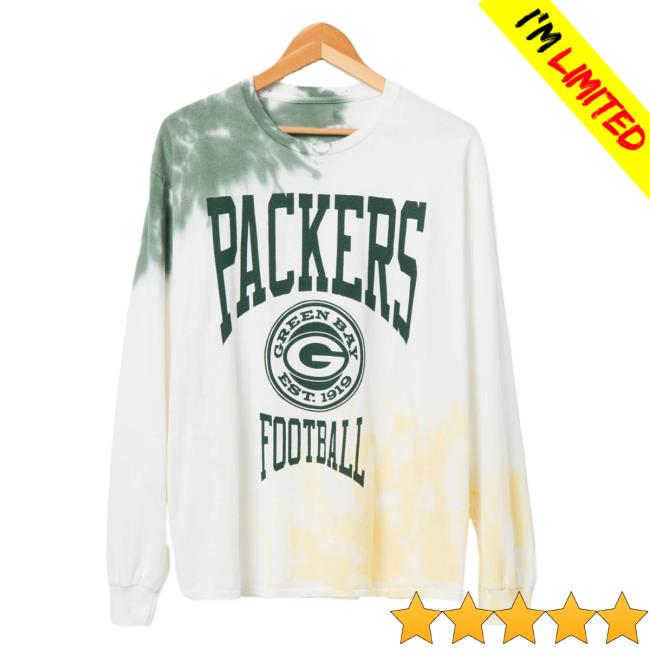 Official Junk Food Apparel Clothing Store Shop Junkfoodclothing Green Bay Packers Tie Dye Long Sleeve Tees Flea Market Hunter Green/Mustard Tie-Dye