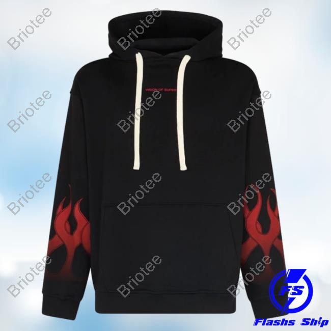 Official Vision Of Super Black Sweater With Red Gradient Flames