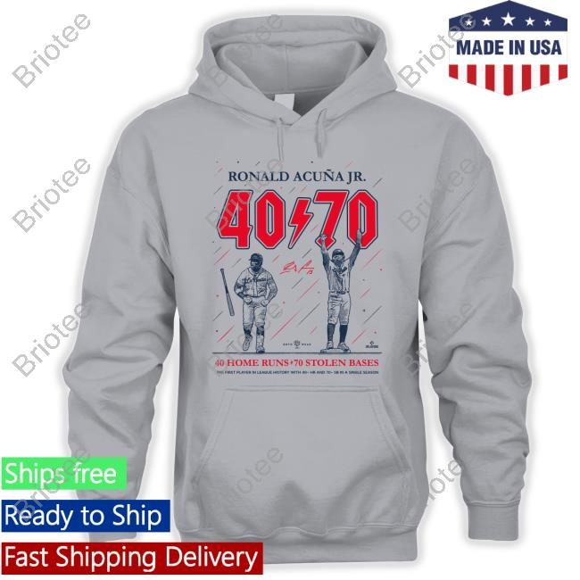 Official Ronald Acuña Jr 40 70 40 Home Runs 70 Stolen Bases Tee Shirt