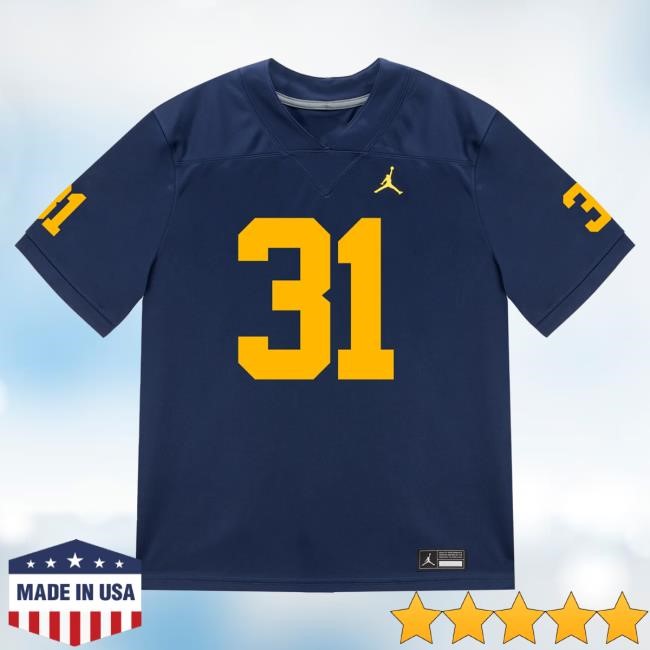 The M Den Michigan Wolverines #31 Nico Andrighetto Student Athlete Blue Football Jersey Hot Shirt