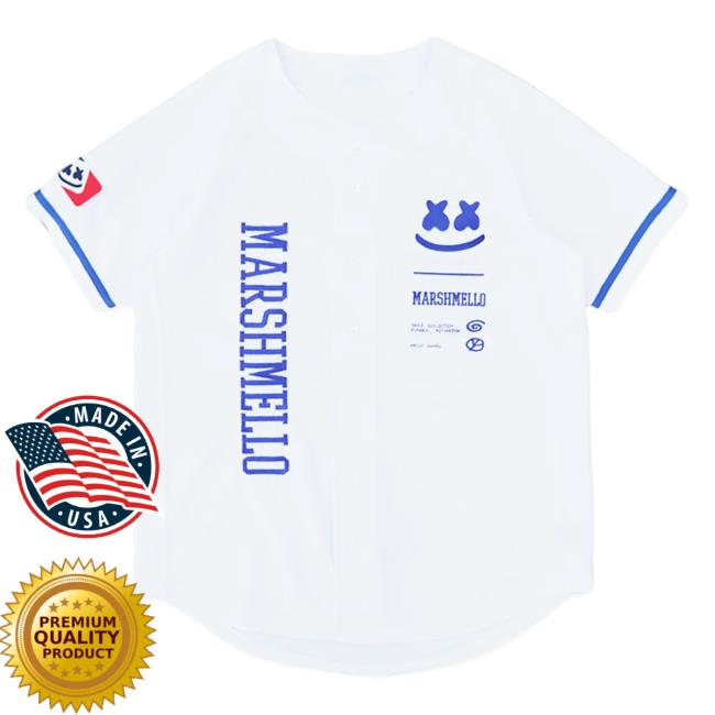 Official Marshmello Apparel Clothing Merch Store Marshmello Mello Gang Baseball Jersey 30 Tee White Marsh Mello Shop