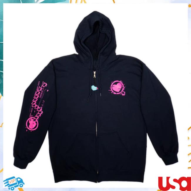 The Yetee Doki Doki Literature Club Merch Distortion Zip-Up Hoodie