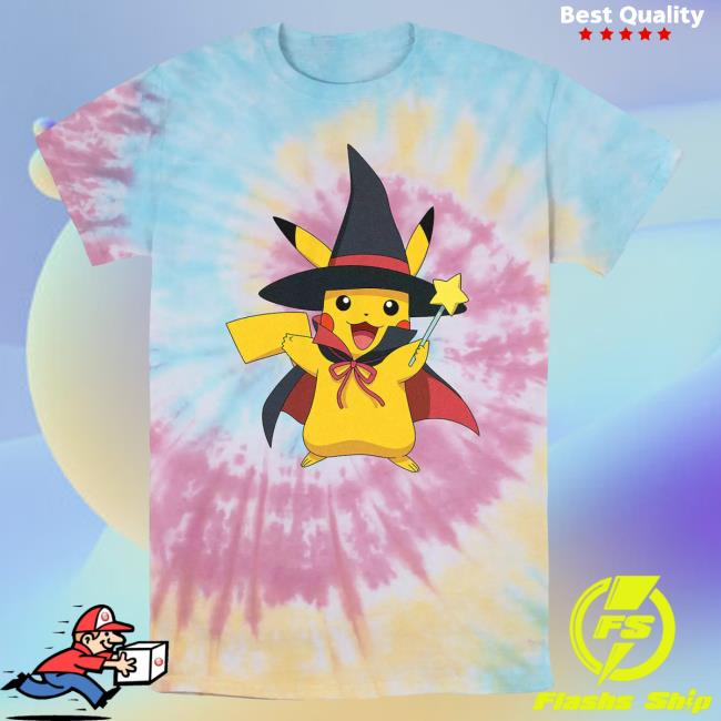Official Kohls Apparel Clothing Store Shop Merch Pokémon Pikachu Witches Hat Star Wand Spiral Tie Dye Tee