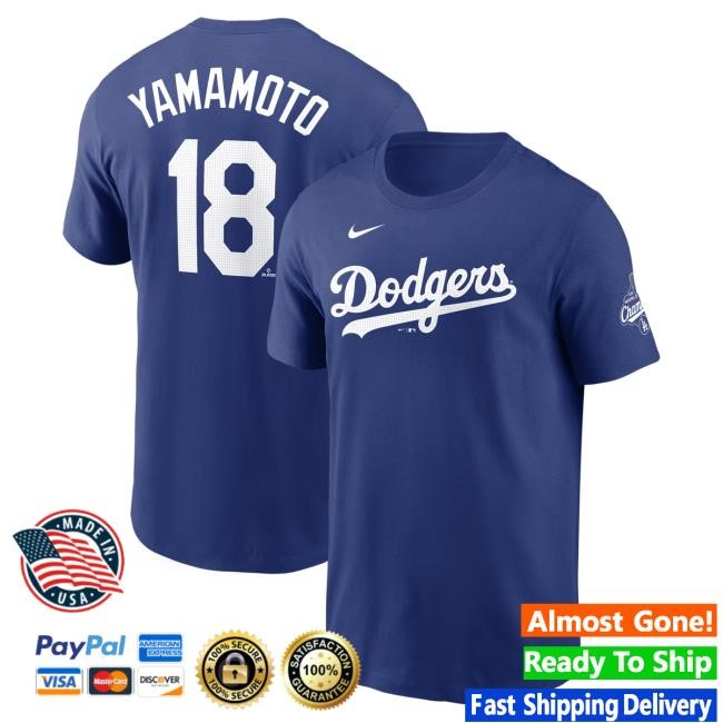 Men's Los Angeles Dodgers Yoshinobu Yamamoto Nike Royal 2025 World Series Champions Name & Number Shirts Official MLB Shop