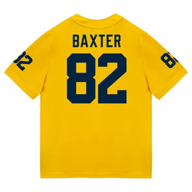 Michigan Wolverines #82 Devon Baxter Student Athlete Maize Football Jersey Top Shirt The M Den Shop Official