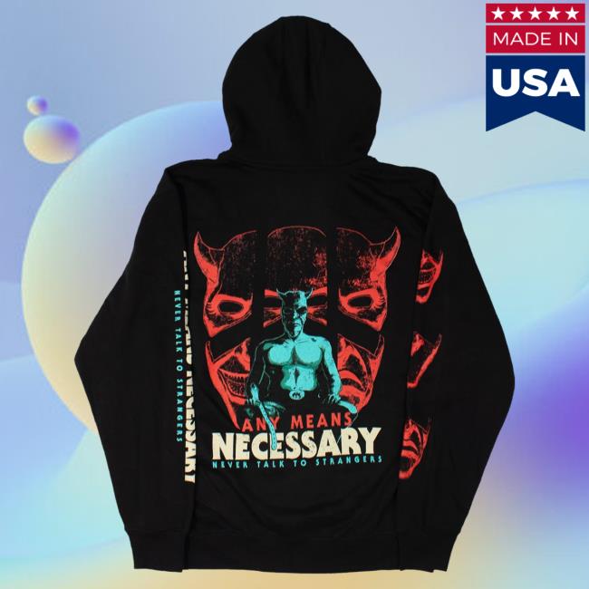 Official Any Means Necessary Clothing Blackphone Never Talk To Strangers Crew neck Sweatshirt Black