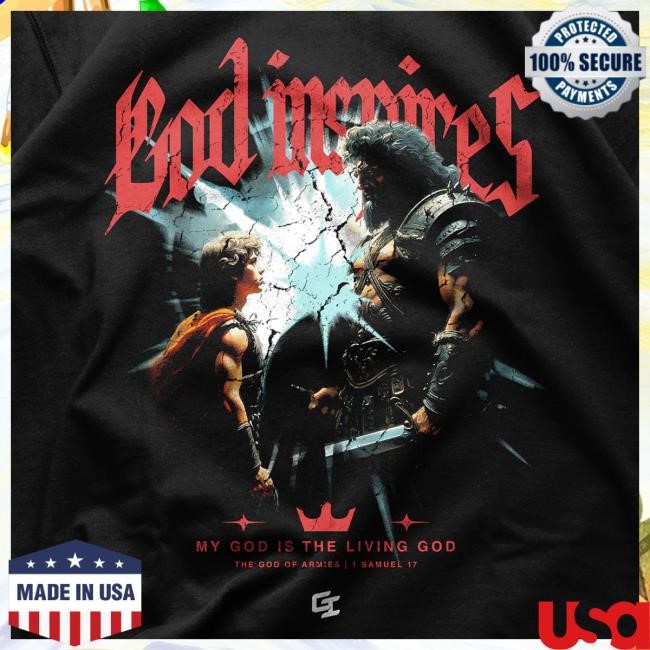 Official God Inspires Clothing Store 'David vs Goliath' Staple Shirt 2024