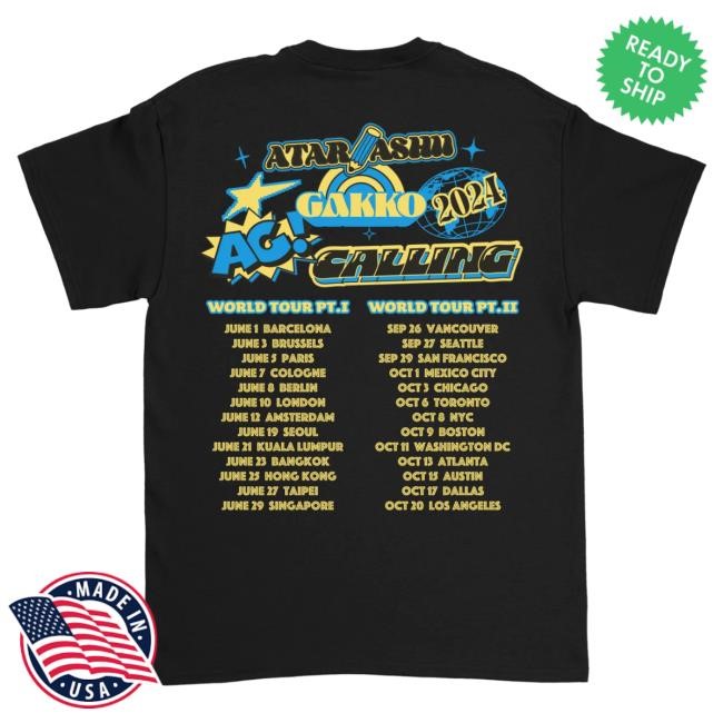 Official Atarashii Gakko Merch AG! Calling Blue & Black Tour Shirt