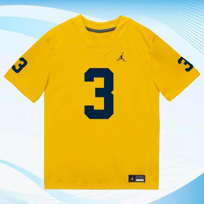 The M Den Michigan Wolverines #3 Fredrick Moore Student Athlete Maize Football Jersey Tees