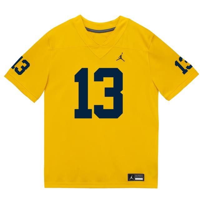 The M Den Michigan Wolverines #13 Caleb Anderson Student Athlete Maize Football Jersey T Shirt