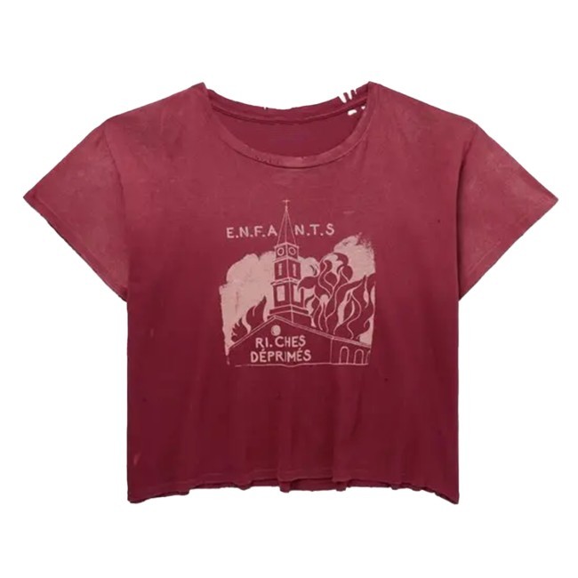 Official Church Cropped Distressed Printed Shirt - Editoria List