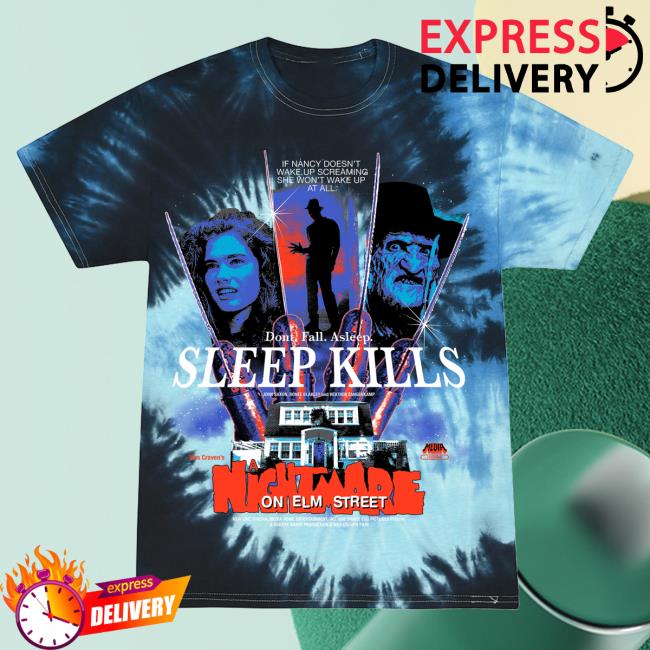 Official Studiohouse Designs Noes Sleep Kills Tie Dye Shirts Fresh Meat (Blue With Red Ink)