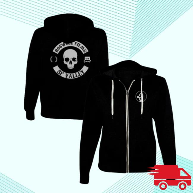 Official Foo Fighters Merch Roswell Records Roswell Films Zip Up Crewneck Sweatshirt