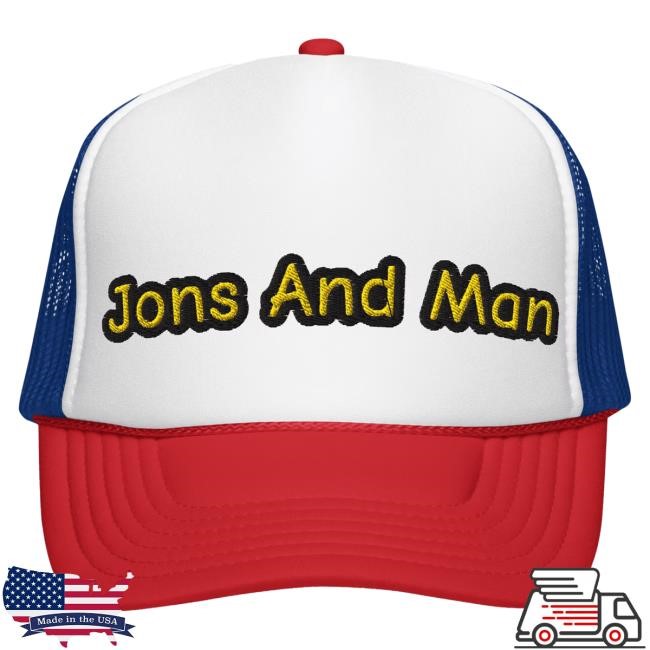 Official Jon Sandman Jons And Man Meme Hat White / Royal / Red