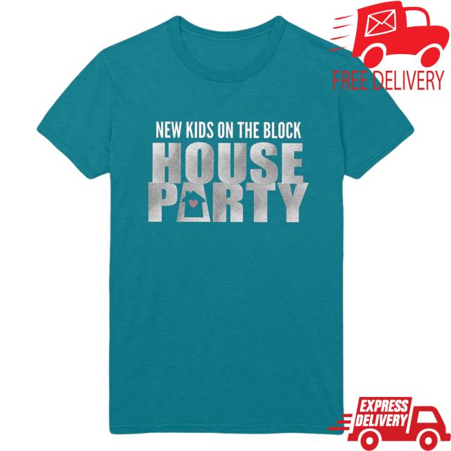 Official Merch Bar New Kids On The Block Store Nkotb House Party Charity Crewneck Tropical Blue MerchBar NewKidsOnTheBlock Nkotb