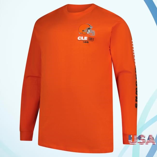 Official Men's Fanatics Orange Cleveland Browns Big & Tall Clock Management Legacy LongSleeve