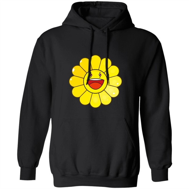 Jbalvin Amarillo Large Flower Hoodie Amarillo Large Flower Black Hooded Sweatshirt