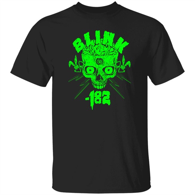 Blink 182 Merch Halloween Green Skull 2020 Black Tee