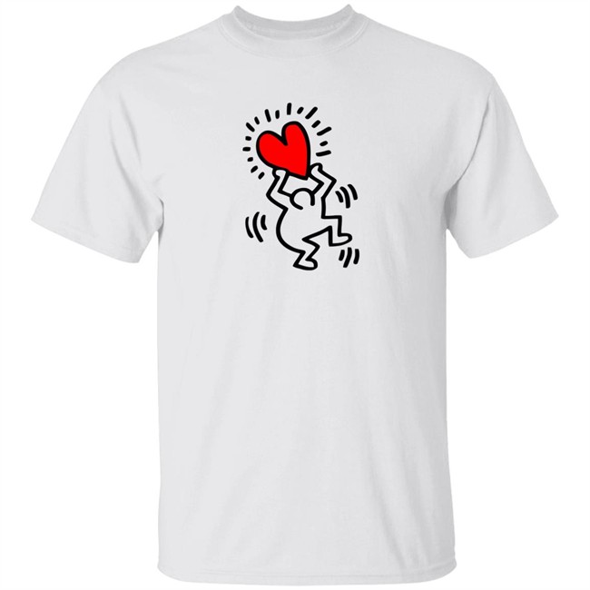 Keith Haring Pop Shop Figure Holding A Heart T Shirt Figure Holding A Heart Keith Haring Pop Shop White Shirt