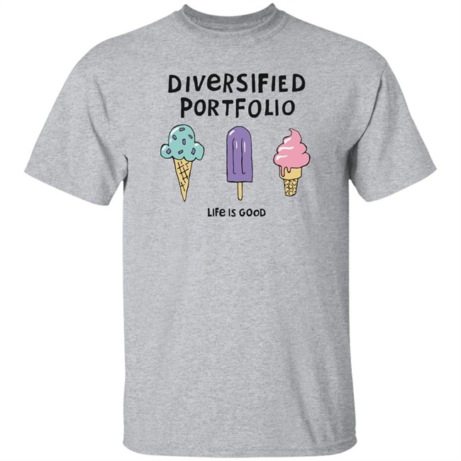 Life Is Good Diversified Portfolio Ice Cream T Shirt Diversified Portfolio Ice Cream Life Is Good Grey Shirts