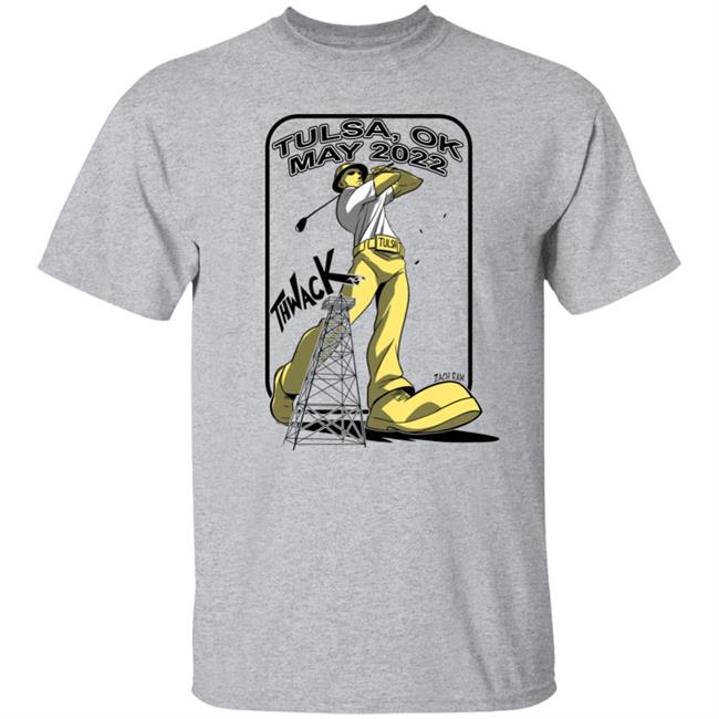 The PGA Tulsa Ok May 2022 THWACK Golden Driller Golfing Shirt Zach Raw The PGA Tulsa Ok May 2022 THWACK Golden Driller Golfing Shirt Zach Raw