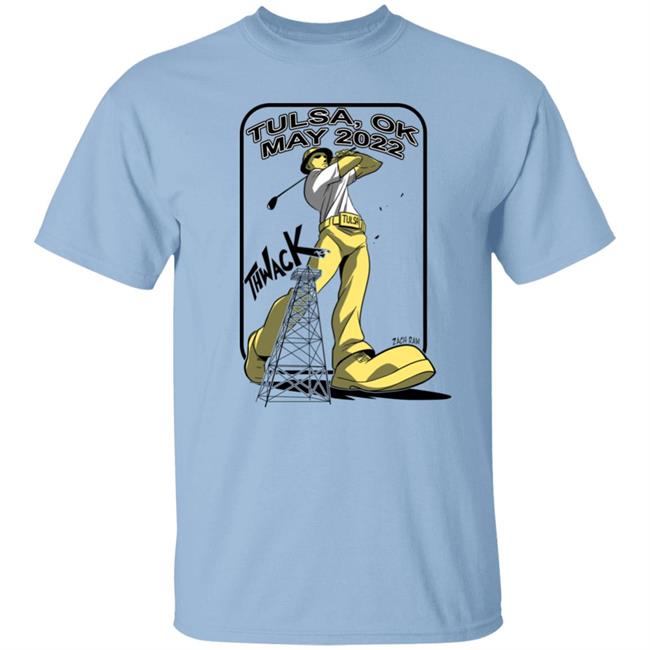 The PGA Tulsa Ok May 2022 THWACK Golden Driller Golfing Shirt Zach Raw The PGA Tulsa Ok May 2022 THWACK Golden Driller Golfing Shirt Zach Raw