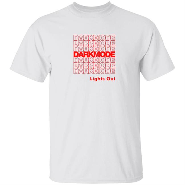 Dark Mode Merch Takeout White Tee Darkmode Lights Out