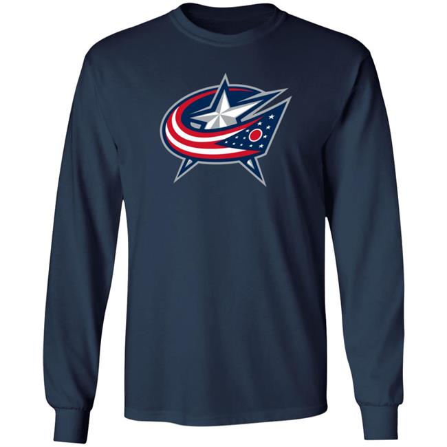 Men's Columbus Blue Jackets Fanatics Branded Navy Primary Team Logo Long Sleeve T Shirt