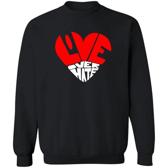 Love Over Hate Heart Hoodie Mimis Fresh Tees PDX Love Over Hate Heart Hoodie Mimis Fresh Tees PDX