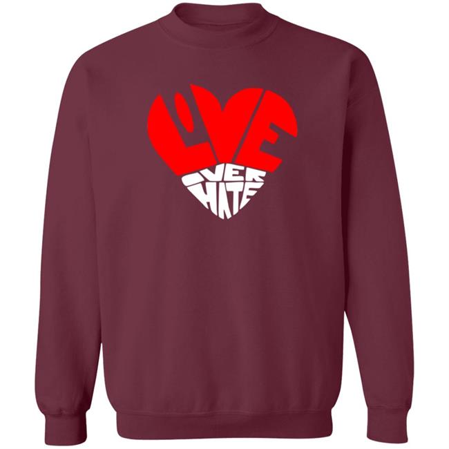 Love Over Hate Heart Hoodie Mimis Fresh Tees PDX Love Over Hate Heart Hoodie Mimis Fresh Tees PDX