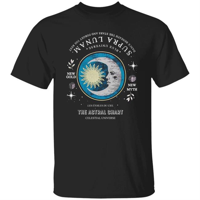 Private: Faded Tee With Moon Illustration The Astral Chart Celestial Universe