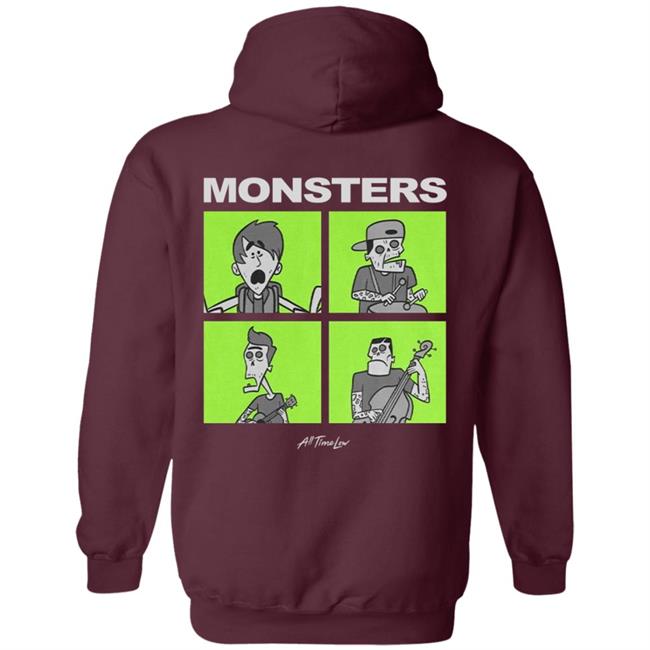 All Time Low Merch Monsters Square Hoodie All Time Low Merch Monsters Square Hoodie