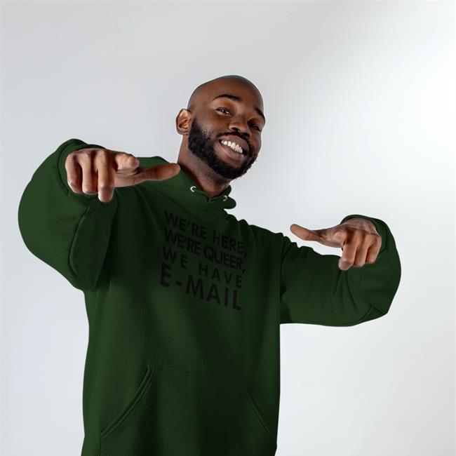 Becca Lewis We're Here We're Queer We Have E-Mail Hoodie Beccalew