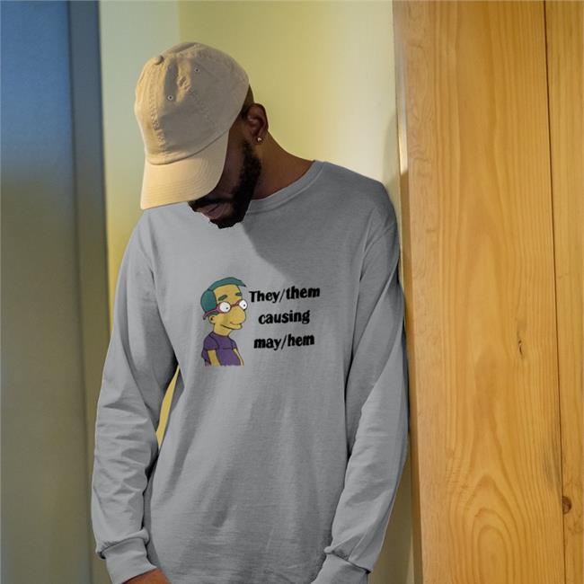 Milhouse Van Houten The Simpsons They Them Causing May Hem Long Sleeve Tee Good Small Horce