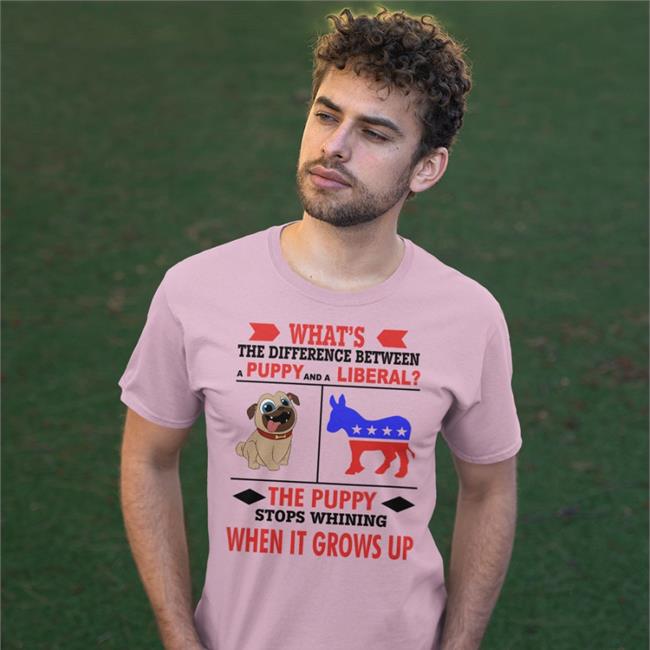 What's The Difference Between A Puppy And A Liberal T Shirt White By Cryptochronic?1776