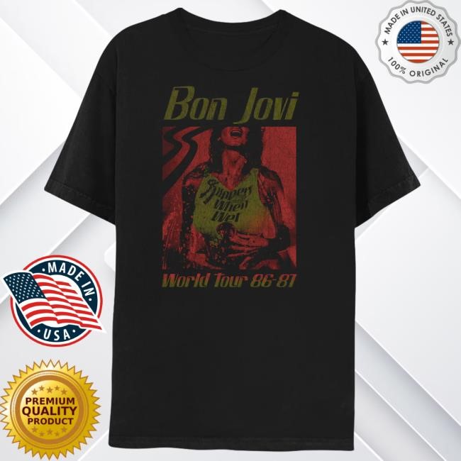 Bonjovi Slippery When Wet Vintage World Tour Black Shirt
