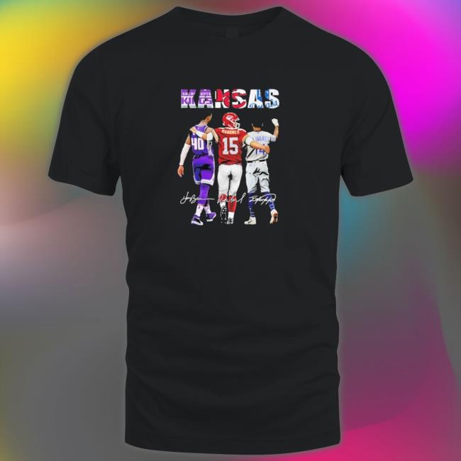 Three Teams Players Sacramento Kings Kansas City Chiefs and Kansas Royals signatures 2022 Sweatshirt