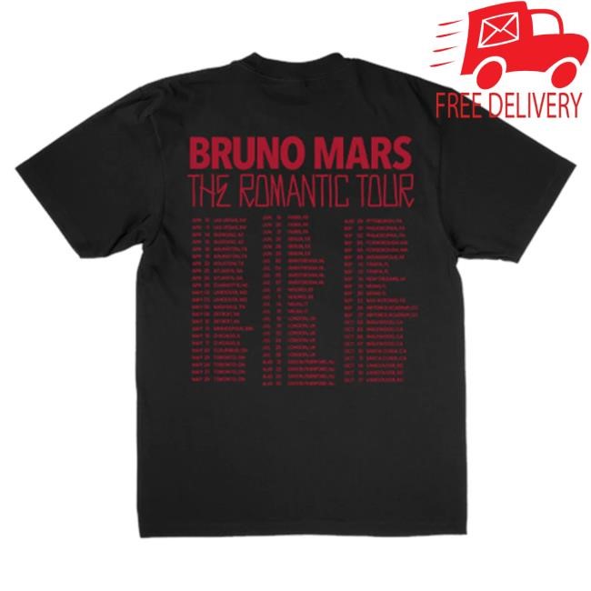 Graphic Print Bruno Mars The Romantic Rose Tee - Black Edition