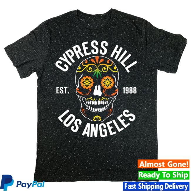 Official Cypress Hill Merch Cypress Hill Los Angeles Day Of The Dead Hot Shirt in Confetti Black CypressHill