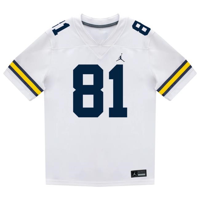 The M Den Michigan Wolverines #81 Peyton O'Leary Student Athlete White Football Jersey Tees