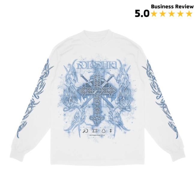 Polyphia Tribal Cross Wings White Long Sleeve Shirt 2023