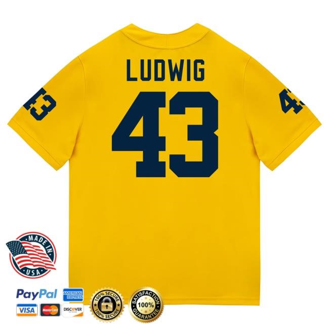 The M Den Michigan Wolverines #43 Zach Ludwig Student Athlete Maize Football Jersey Tee