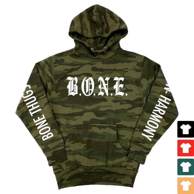 Official Merch Bar Store Bone Thugs-N-Harmony Bone Enterprise Hooded Sweatshirt Camo MerchBar BoneThugsnHarmony Apparel Clothing Shop