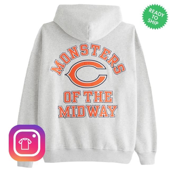 Official Abercrombie And Fitch Chicago Bears Graphic Pullover Hoodie NFL by Abercrombie