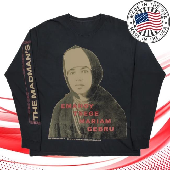 Official Online Ceramics Emahoy Tsege Mariam Gebru "The Madman's Laughter" Black Long Sleeve Tee Shirt