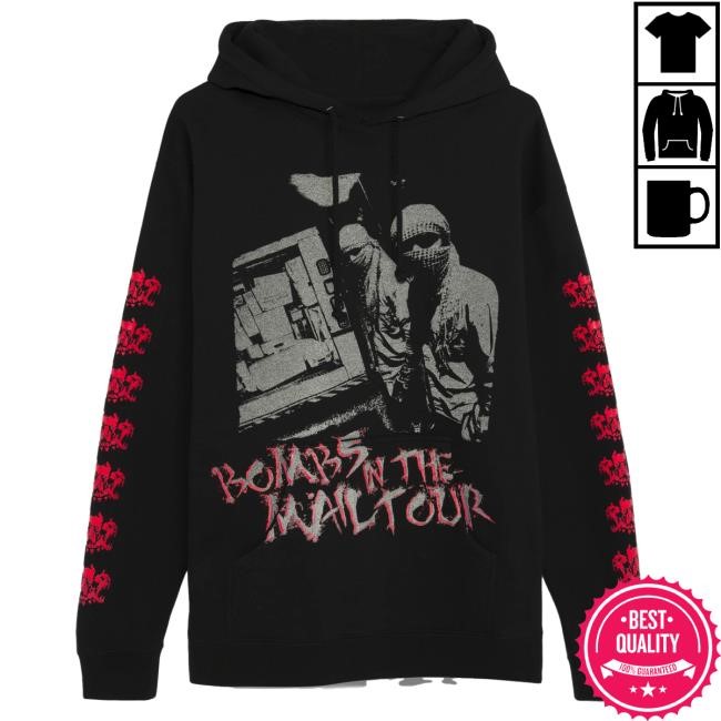 Official City Morgue Merch Revenge X City Morgue Bombs In The Mail Tour Crew neck Sweatshirt Black City Morgue Clothing