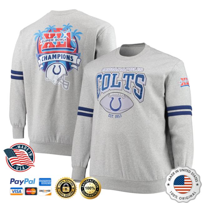 Official Mitchell & Ness Heathered Gray Indianapolis Colts Big & Tall Allover Print Sweatshirt