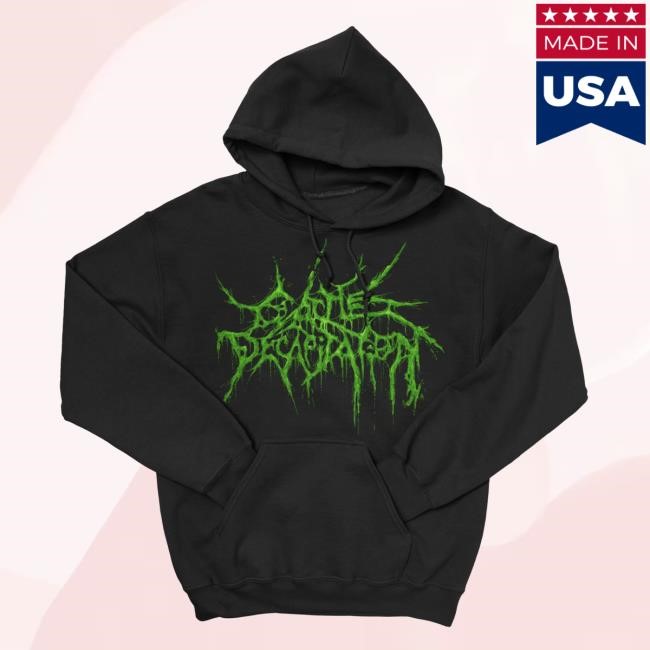 Official Indie Merch Store Shop Cattle Decapitation Green Lava Logo Chaos And Carnage Tour 2024 Popover Sweatshirt IndieMerchStore